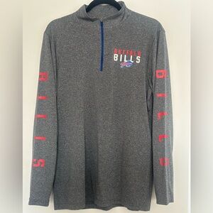 Buffalo Bills NFL Team Apparel Men’s 1/4 Zip Pullover Gray Size Medium